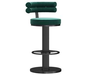Adjustable Velvet Bar Stools with Swivel Backrest, Round Base & Footrest - Modern Dining Room & Kitchen Island Seating - & Slish Design for t