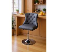 Adjustable Velvet Button-Tufted Bar Stool with Chrome Foot in Grey The hot sale Grey