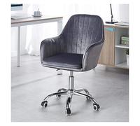 Adjustable Velvet Office Chair Swivel Desk Chair for Home and Study Stylish Task Chair for Living Room and Bedroom (Gray)