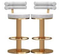 Adjustable Velvet Swivel Counter Height Bar Stools with Back, Modern Barstools for Kitchen Island & Pub, Gold Accent, Comfortable Dining Chairs for Home
