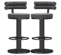 Adjustable Velvet Swivel Counter Height Bar Stools with Back - Stylish Barstools for Kitchen Island Pub & Dining - Comfortable Counter Chairs for Home & Restaurant Use