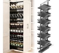 Adjustable Vertical Shoe Rack Organizer, 9-Tier Metal Shelf for Closet or Bedroom, Space-Saving Pull-Out Storage, Stackable Design, Height 49.2-53.9in, 17in Depth