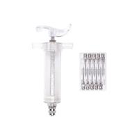 Adjustable Veterinary Metal Feeding Gun 10/20/30/50ml Farm Animal Syringes Plastic Adjustable Dose Vaccine Injection With 10pcs Needles Livestock(30ml,NO.7x8-needles)