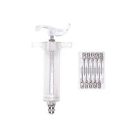 Adjustable Veterinary Metal Feeding Gun 10/20/30/50ml Farm Animal Syringes Plastic Adjustable Dose Vaccine Injection With 10pcs Needles Livestock(50ml,NO.7x8-needles)