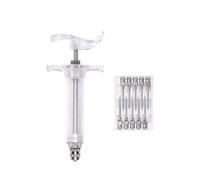 Adjustable Veterinary Metal Feeding Gun 10/20/30/50ml Farm Animal Syringes Plastic Adjustable Dose Vaccine Injection With 10pcs Needles Livestock(10ml,NO.9x15-needles)