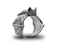 Adjustable Vintage Bat Rings,Halloween Black Bat Ring Male,Gothic Halloween Jewelry Ring,Personalized Vintage Animal Open Ring