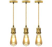 LEDSone Rope Pendant Light Fitting 3 Head DIY Spider Lights Ceiling Rustic Hemp Rope Hanging Light, Kitchen Hanging Ceiling Lights Fitting, Loft Lighting for Cafe Dining Restaurant Bar Hall