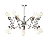 Adjustable Vintage Industrial Spider Chandelier - Modern Wind Design for Sloped Ceilings, Ideal Lighting for Bedroom, Dining Room & Kitchen (Chrome, 14 Lights)