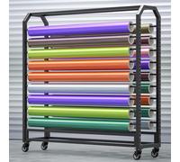 Adjustable Vinyl & Fabric Roll nizer Rack with 16 Hanging Rods & WheelsCommercial Grade 130cm Sto for Wallpaper Leather and Craft Supplies
