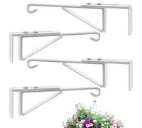 Adjustable Vinyl Fence Hooks Fit Fence Widths 0.8-3 Inch, Heavy Duty Vinyl Fence Plant Hangers for Hanging Plants Bird Feeders,Lights,Basket Over the Fence Hangers for Hanging Plant Outdoor- 2Pack