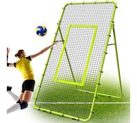 Adjustable Volleyball Rebounder Net 7x4 FT, Steel Frame & High-Tension PE Netting, Durable & Portable Volleyball Training Equipment Practice for Improving Volleying, Bumping, Spiking Skills (Green)