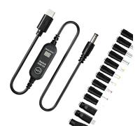 Adjustable-Voltage Type C Power Cord, With 13 adapters | PD Power Input Recognition, Inline Display and Selector, Round-Plug Connection for Properly Fitted Equipment