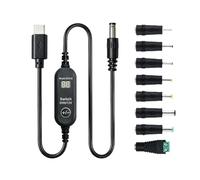 Adjustable-Voltage Type C Power Cord, With 8 adapters GN | PD Power Input Recognition, Inline Display and Selector, Round-Plug Connection for Properly Fitted Equipment