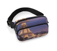 Adjustable Waist Bag Night View of The Eiffel Tower in Paris Fanny Pack Belt Bag Mini Crossbody Bag for Hands-Free Outdoor, Running