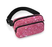 Adjustable Waist Bag Sparkling Pink Glitter Fanny Pack Belt Bag Mini Crossbody Bag for Hands-Free Outdoor, Running