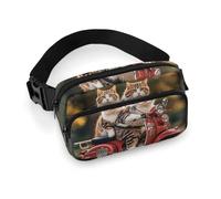 Adjustable Waist Bag Two Funny Cats Driving A Motorcycle Fanny Pack Belt Bag Mini Crossbody Bag for Hands-Free Outdoor, Running