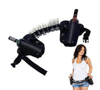 Adjustable Waist Strap Bottle Can Holder - Scratch Resistant Beer Belt Holster Portable | PU Leather Beer Holders Drink Pack |Bag Soda Holds 5 Shot Glasses for Parties(Black)