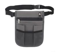 Adjustable Waist Tool Bag for Work - Multi-Pocket Organizer Pouch with Key Hook & Holder, 5-Pocket Storage Belt for Pet Grooming, Restaur(Gray)