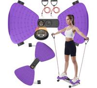 Adjustable Waist Twister Machine for Women & Men - Noiseless Ab Twister Board for Home Gym, 220 lbs Capacity with Digital Display to Track Time, Reps & Calories Burned (Purple)
