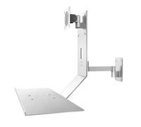 Adjustable Wall Mount for Computer Monitor with Keyboard Tray 24-Inch Wide Standing Desk Fits VESA 75x75 & 100x100 mm Perfect for Home Office Setup