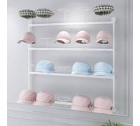 Adjustable Wall Mount Metal Hat Rack 4 Tier Display Stand for Baseball Fedora and Cowboy Hats Perfect for Retail Stores and Commercial Clothing Displays