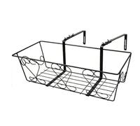 Adjustable Wall-Mounted Balcony Railing Flower Stand - Versatile Hanging Planter with Round Hooks for Gardening & Vegetable Planting (52x23x18cm)