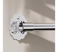 Adjustable Wall Mounted Clothes Hanging Bar Metal Wardrobe Rail with 2 Flanges Ideal for Angled Walls Versatile Shower Curtain Rod for Laundry & RV Storage Solutions