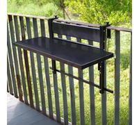 Adjustable Wall-Mounted Folding Balcony Table - Space-Saving Patio Table with Railing - Small Portable Hanging Table (Black 80x30cm/31.4x11.8in)