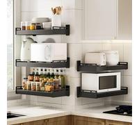 Adjustable Wall-Mounted Microwave Rack - Space-Saving Kitchen Storage Shelf for Over-the-Range Appliances - Easy Installation, Modern Design to Maximize Space and Organization