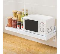Adjustable Wall Mounted Microwave Storage Rack Space Saving Kitchen Solution Easy Installation Compact for Small Spaces Perfect for Modern Kitchens