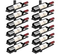 Adjustable Wall-Mounted Wine Rack for 12 Bottles Black Metal Hanging Holder Versatile Liquor Display Shelf for Kitchen Pantry Bar and Wine Cellar