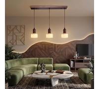 Adjustable Walnut Wood and Marble Pendant Light, Japandi Wabi-Sabi Style, Modern Hanging Lamp for Dining Room, Kitchen, and Living Room - Elegant Design, Perfect for Home Decor