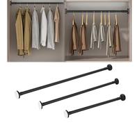 Adjustable Wardrobe Rail,Stainless Steel Extendable Clothes Rail Pole, Extendable Shower Curtain Rod Tension Pole for Closets, Wardrobe, Shower, Balcony, Windows,No Drilling,70-120cm