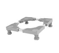Adjustable Washer Base with Storage Heavy Duty Appliance Stand | Anti-vibration Movable Pedestal, Plastic and Stainless Steel Build, Grey Finish, Enlarged Reinforced Four-leg Design