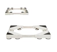 Adjustable Washing Machine Stand, 12 Strong Feet Laundry Stand Base Adjustable Length 50cm-77cm Width 45cm-72cm Height 5.5cm Load 300kg Mini Fridge Stand for Washer Refrigerator Dryer White