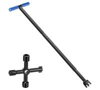 Adjustable Water Meter Key 16.9-37.2 Inch, Extendable Stopcock Key with 4-Way Utility Meter Key, Heavy Duty Long Reach Stop Tap Tool for Underground Water Meter Valve