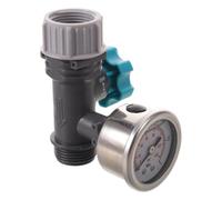 Adjustable Water Pressure Regulator with Garden Hose Gauge for Irrigation | Plastic and Stainless Steel Build, Inline Knob Control, for Sprinklers, Drip Lines, Flowerbeds and Rv Testing
