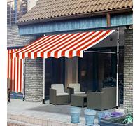 Adjustable Waterproof Balcony ning Without Drilling Manual Crank e Sun and Wind Protect Perfect for Patios Gardens Balconies and Businesses (Red & White 4M/13.1FT)