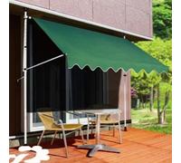 Adjustable Waterproof Patio Canopy Retractable Sun Shade with Hand Crank for Balconies & WindowsGreen & White 250cm/9ft Outdoor Shelter