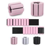 Adjustable Wearable Wrist & Ankle Weight, 2pcs (1lb / 2lb Each) Wearable Silicone Ankle Weights for Walking Running, Yoga, Fitness Training, Aerobics, Pilates,Barre (Pink)