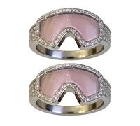 Adjustable Wedding Rings Dating Snow Goggles Shape Sparkling Finger Jewelry for Woman and Present Punk Ski Goggle