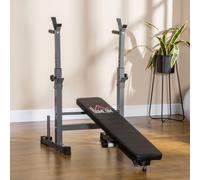 HOMCOM Adjustable Weight Bench, Foldable Bench Press with Barbell Rack, Dip Station, for Home Gym, Strength Training, Multi-Use Workout Bench, Black
