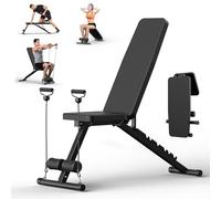 Adjustable Weight Bench for Home Gym Dumbbell Exercise, 600LBS Stable Incline Decline Flat Bench for Full Body Workout, Foldable Workout Bench with Resistance Bands for Bench Press Strength Training