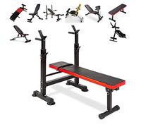 Adjustable Weight Bench Gym Bench Workout Bench for Full Body Workout Foldable Incline/Decline Bench press with Weights and Bar Multi-Position Folding Weights Press (G260)