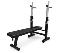 Adjustable Weight Bench with Barbell Rack for Home Gym - Flat & Incline Workout Exercise Bench Press for Strength Training, Sit Ups, Dumbbell Training & Full Body Fitness (Black)