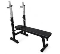 Adjustable Weight Bench with Barbell Rack, Multi-Function Strength Training Bench for Bench Press, Dumbbell Workouts, Sit Ups & Home Gym, Padded Steel Workout Station, Black