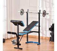 Adjustable Weight Bench with Leg Developer Barbell Rack for Home Gym Fitness