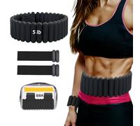 Adjustable Weighted Belt for Men & Women - DIY Weighted Walking & Exercise Belt with Removable Weights - Gym, Strength Training, Yoga, Hiking - Free Weight Adjustment for Wrist & Ankle (Black, 5lb)