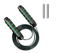 Adjustable Weighted Skipping Rope with Metal Handles, Segmented Design for Speed Training, Black/Green (1 Piece)