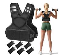 Adjustable Weighted Vest, 4-10lb Vest with 6 Ironsand Weights and Large Pocket, Weight Vest for Men Women Strength Training, Running, Walking